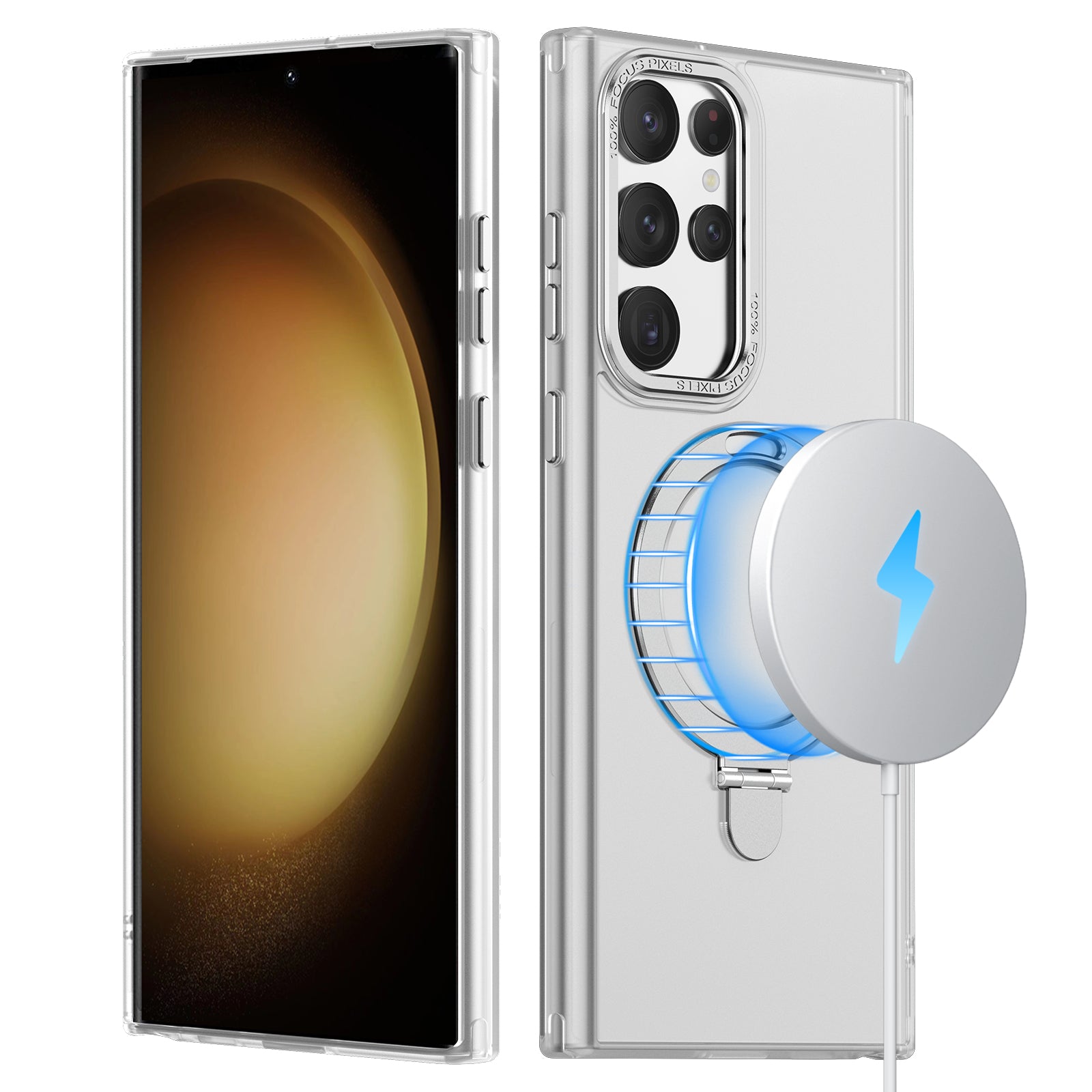 For Samsung Galaxy S23 Ultra Magnetic Phone Case PC TPU Cellphone Cover with Metal Kickstand For Samsung Galaxy S23 Ultra Magnetic Phone Case PC TPU Cellphone Cover with Metal Kickstand